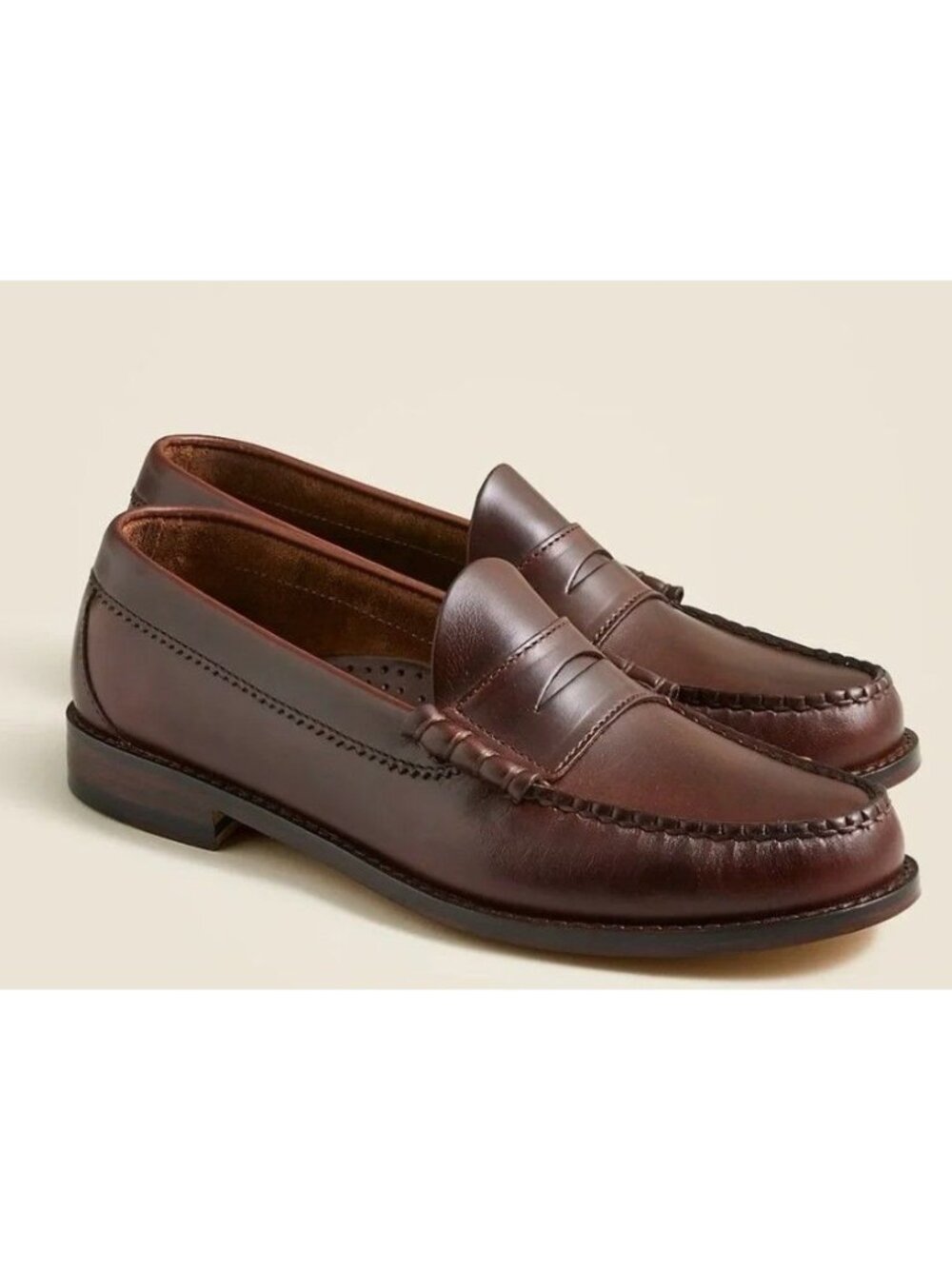 J. Crew Camden Brown Leather Penny Loafers With leather Soles Men's Size 10.5 Ne